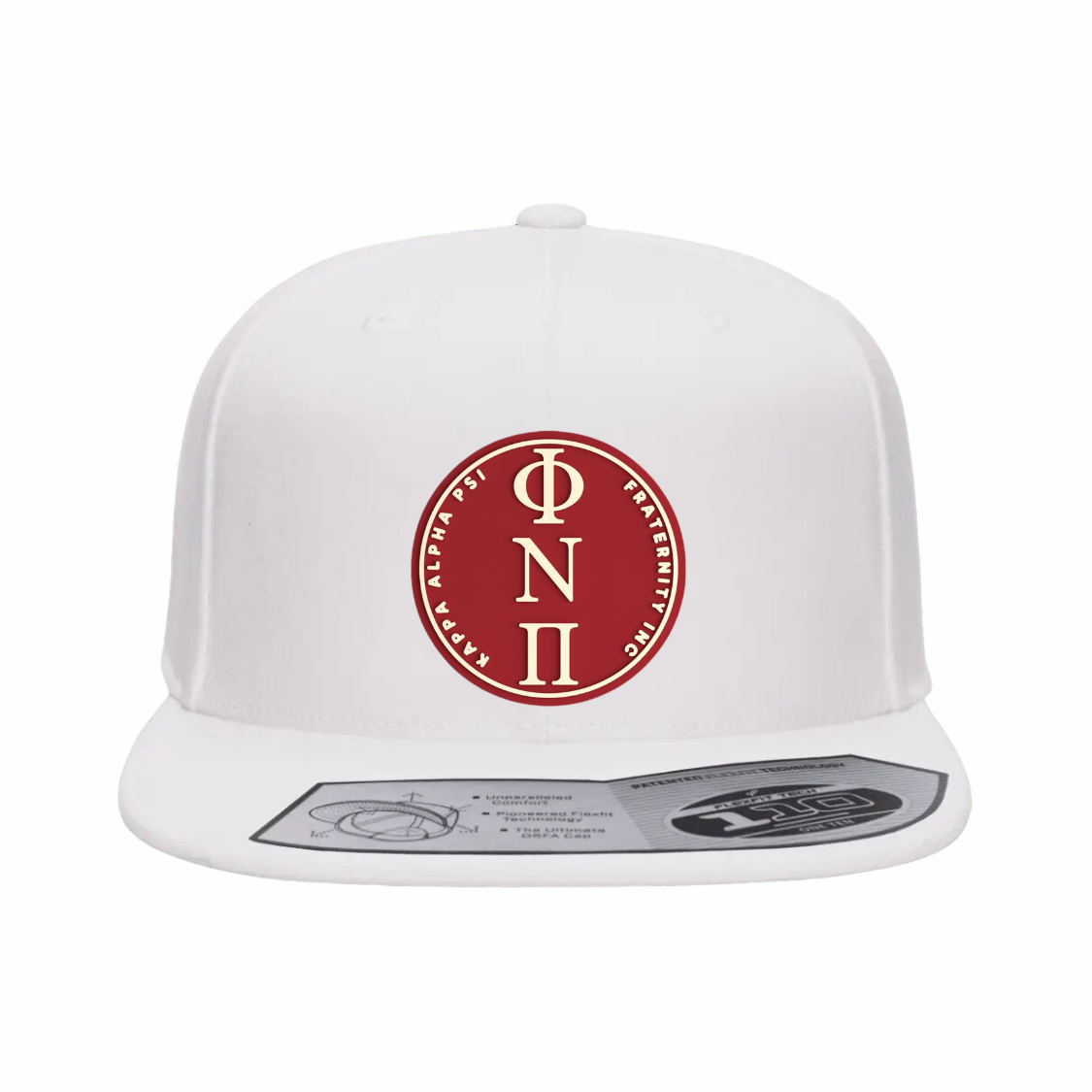 ΦΝΠ - Crimson & Cream Design - Flat Bill Hat - Flexfit 110
