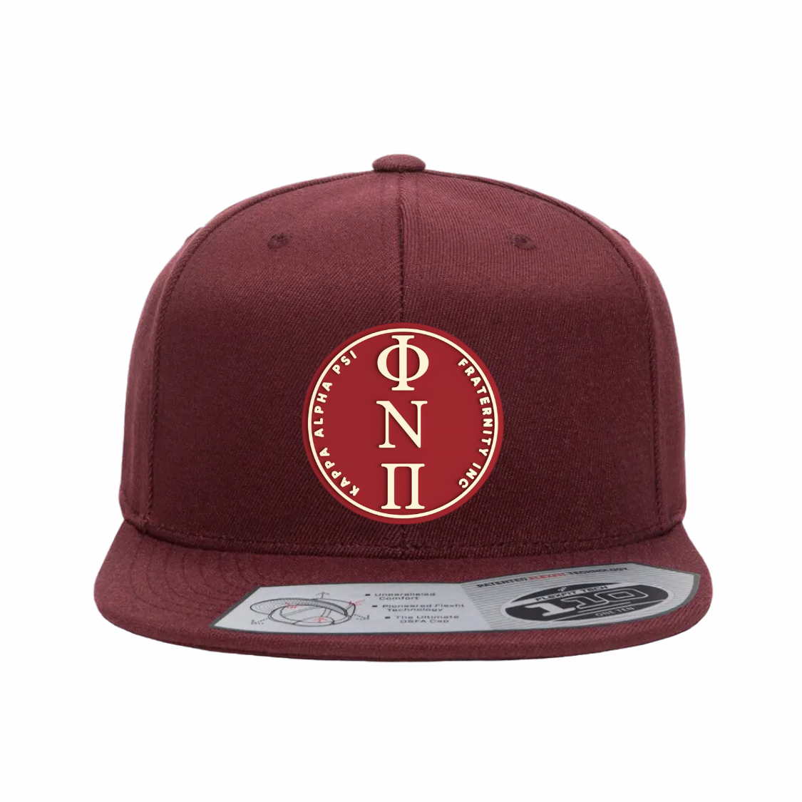 ΦΝΠ - Crimson & Cream Design - Flat Bill Hat - Flexfit 110