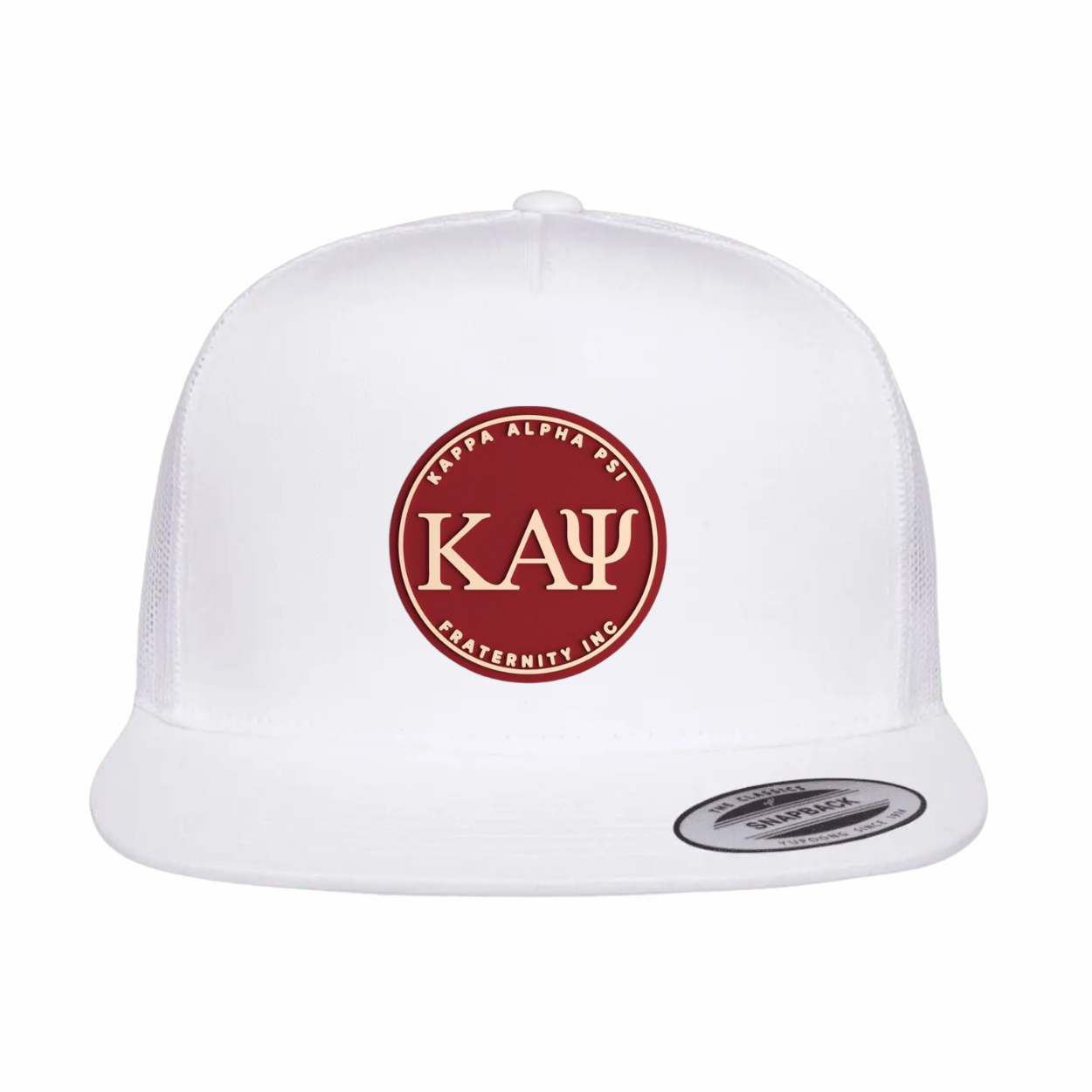 ΚΑΨ - Crimson & Cream Design - Flat Bill Hat Style - Yupoong 6006