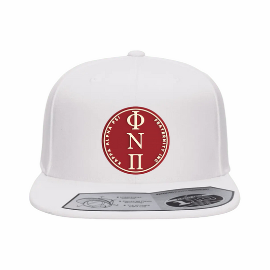ΦΝΠ - Crimson & Cream Design - Flat Bill Hat - Flexfit 110