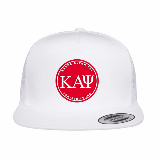ΚΑΨ - Red & White Design - Flat Bill Hat Style - Yupoong 6006