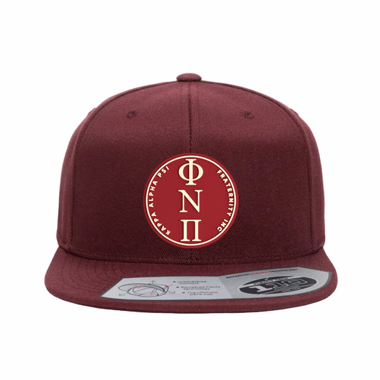 ΦΝΠ - Crimson & Cream Design - Flat Bill Hat - Flexfit 110