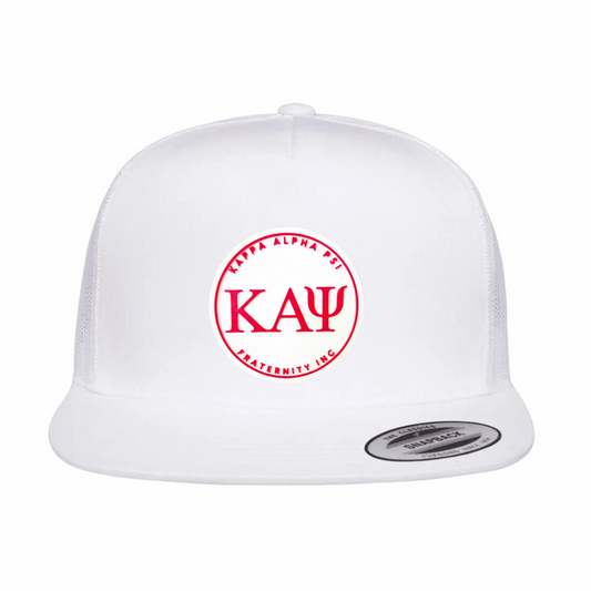 ΚΑΨ - White & Red Design - Flat Bill Hat Style - Yupoong 6006