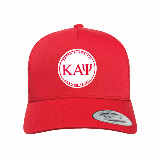 ΚΑΨ - White & Red Design - Trucker Hat - Yupoong 6506 Five Panel (FP)