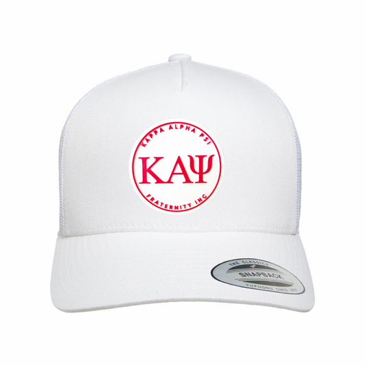 ΚΑΨ - White & Red Design - Trucker Hat - Yupoong 6506 Five Panel (FP)