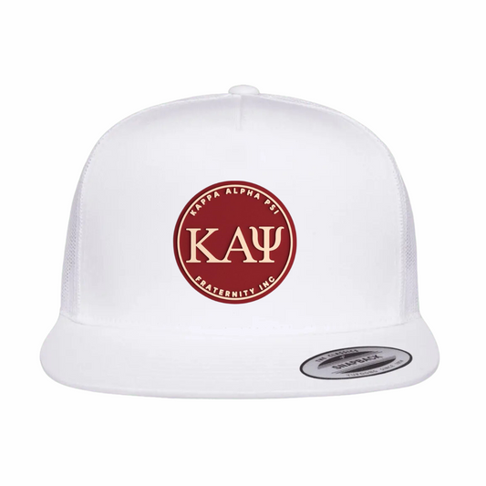 ΚΑΨ - Crimson & Cream Design - Flat Bill Hat Style - Yupoong 6006